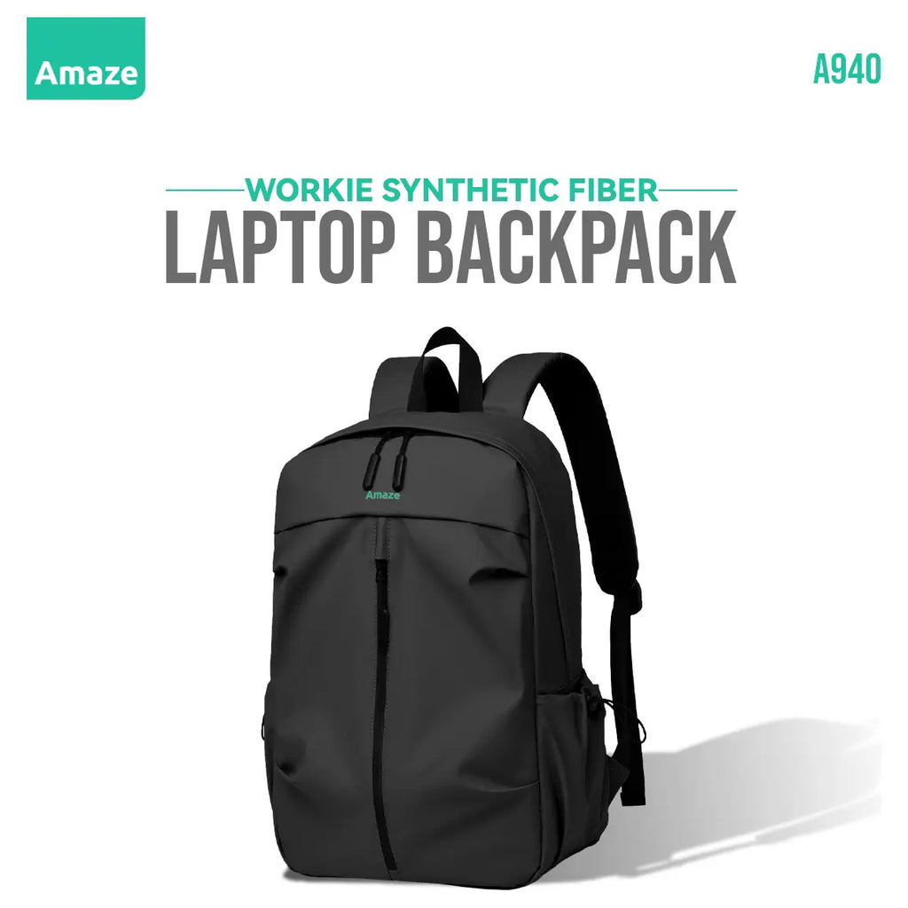 Amaze Workie Synthetic Fiber Laptop Backpack, Water-Resistant, Fits Up To 15.6', A940 Green