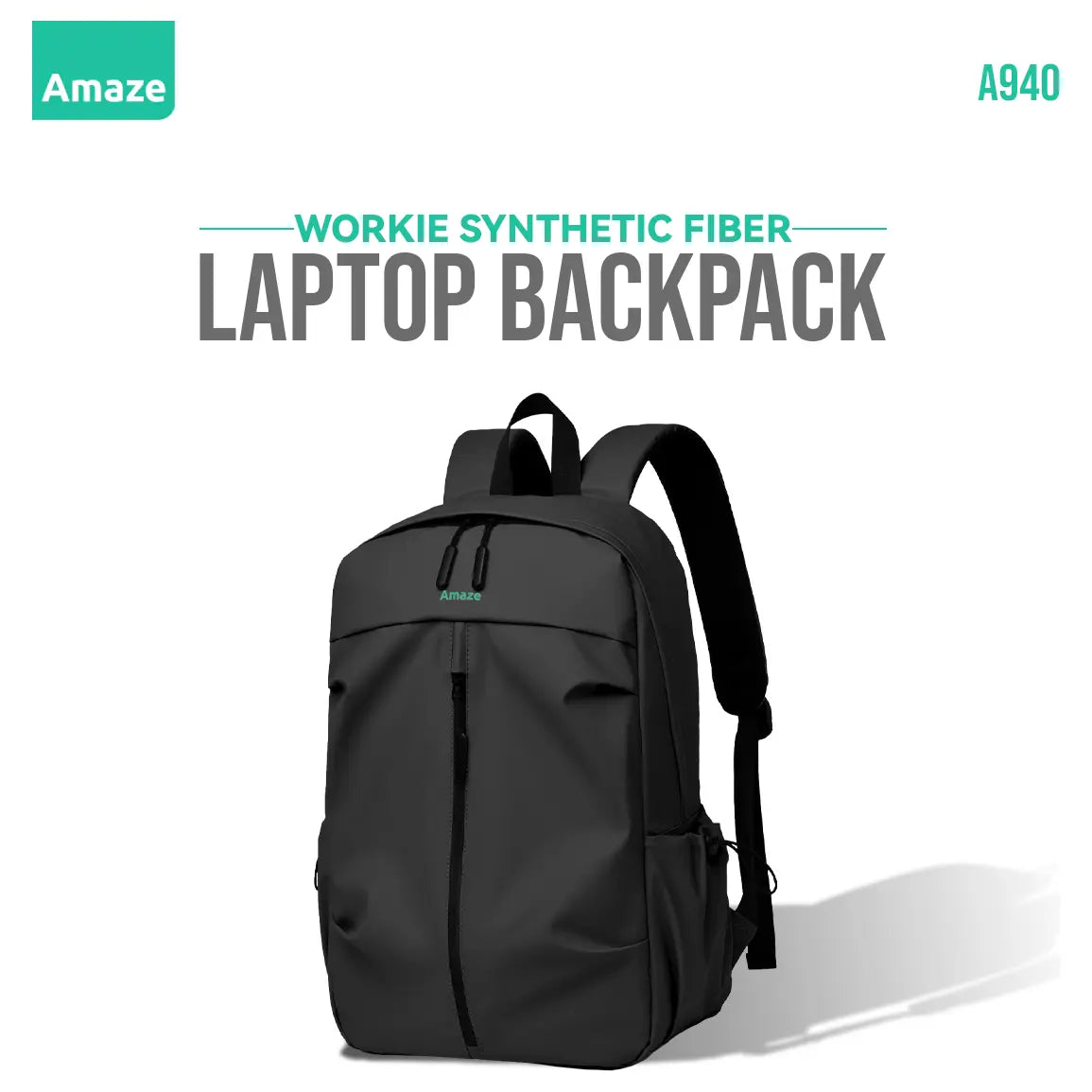 Amaze Workie Synthetic Fiber Laptop Backpack, Water-Resistant, Fits Up To 15.6', A940 Green
