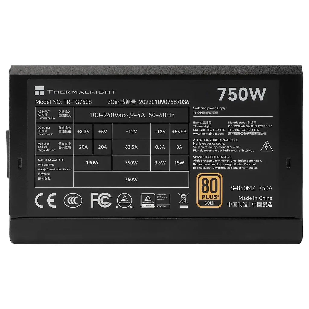 Thermalright TG-750S 750W 80 Plus Gold Power Supply, 80 Plus Gold, Intel ATX 3.0 Compatible