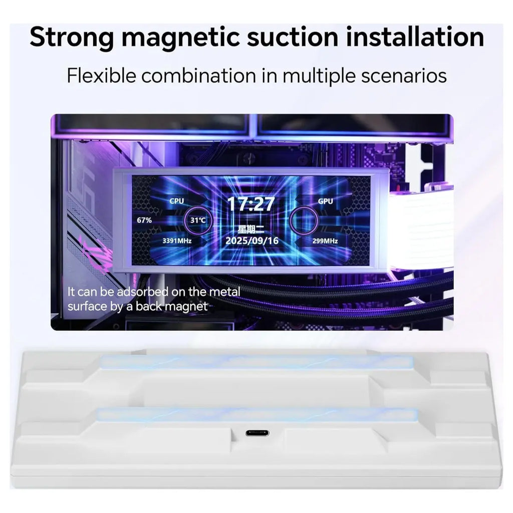 Thermalright Trofeo Vision LCD AIO Display 6.86 Inch PC Monitor, USB Type-C, 1280x480, Real-Time Hardware Monitoring, TRCC Preset and DIY Themes, White