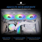 Thermalright Aqua Elite 360 V6 ARGB CPU Liquid Cooler, 360mm Radiator, 3x120mm ARGB Fans, 2800RPM Pump, White