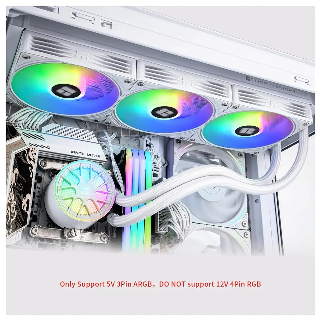 Thermalright Aqua Elite 360 V6 ARGB CPU Liquid Cooler, 360mm Radiator, 3x120mm ARGB Fans, 2800RPM Pump, White