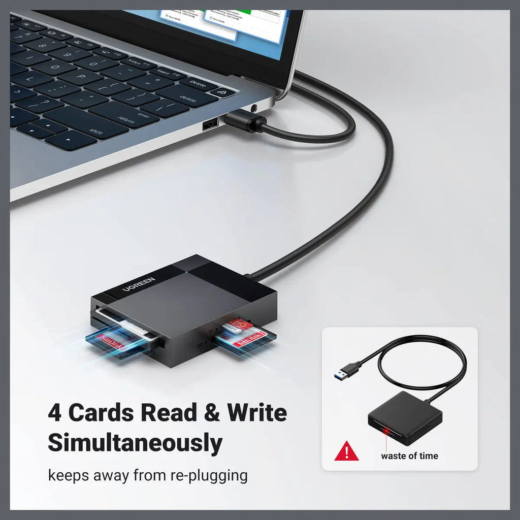 UGREEN USB 3.0 5Gbps SD/TF/CF/MS Card Reader, 4-in-1, Model 30333