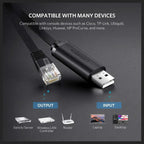 Ugreen USB Console Cable, USB 2.0 To RJ45, RS232 FTDI Chip, 10ft 3m, Black 60813
