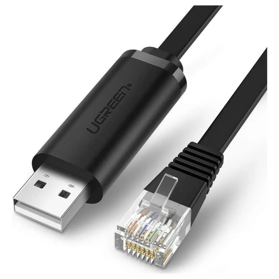 Ugreen USB Console Cable, USB 2.0 To RJ45, RS232 FTDI Chip, 10ft 3m, Black 60813