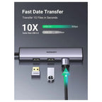 Ugreen Aluminium USB-C Hub 4 Port USB 3.0 Multiport Splitter, 5Gbps Fast Transfer, Aluminum Alloy Cooling, Flexible Nylon Cable, 20841