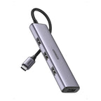 Ugreen Aluminium USB-C Hub 4 Port USB 3.0 Multiport Splitter, 5Gbps Fast Transfer, Aluminum Alloy Cooling, Flexible Nylon Cable, 20841