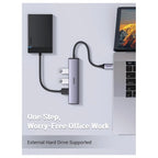 Ugreen Aluminium USB-C Hub 4 Port USB 3.0 Multiport Splitter, 5Gbps Fast Transfer, Aluminum Alloy Cooling, Flexible Nylon Cable, 20841