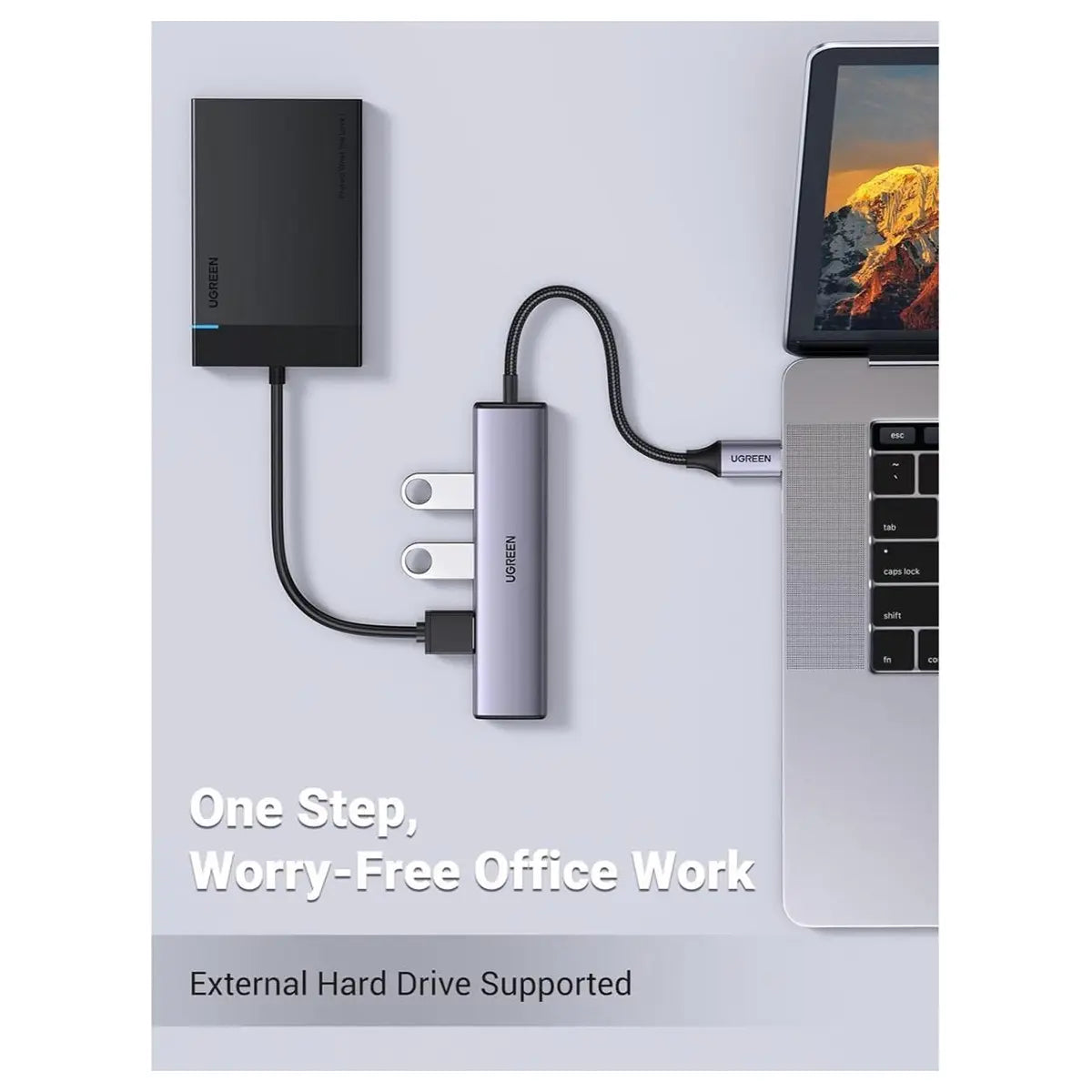 Ugreen Aluminium USB-C Hub 4 Port USB 3.0 Multiport Splitter, 5Gbps Fast Transfer, Aluminum Alloy Cooling, Flexible Nylon Cable, 20841