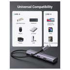 Ugreen Aluminium USB-C Hub 4 Port USB 3.0 Multiport Splitter, 5Gbps Fast Transfer, Aluminum Alloy Cooling, Flexible Nylon Cable, 20841
