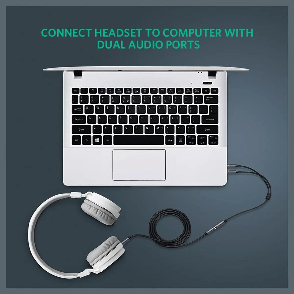Ugreen Headphone Splitter, 3.5mm Female to 2 Dual 3.5mm Male Braided Audio Splitter Cable Microphone Stereo Jack Adapter Black 20899