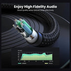 Ugreen Headphone Splitter, 3.5mm Female to 2 Dual 3.5mm Male Braided Audio Splitter Cable Microphone Stereo Jack Adapter Black 20899