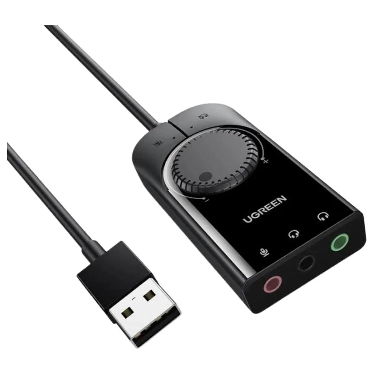 Ugreen USB External Stereo Sound Adapter, 3.5mm Headphone Mic, 15cm, Black 40964