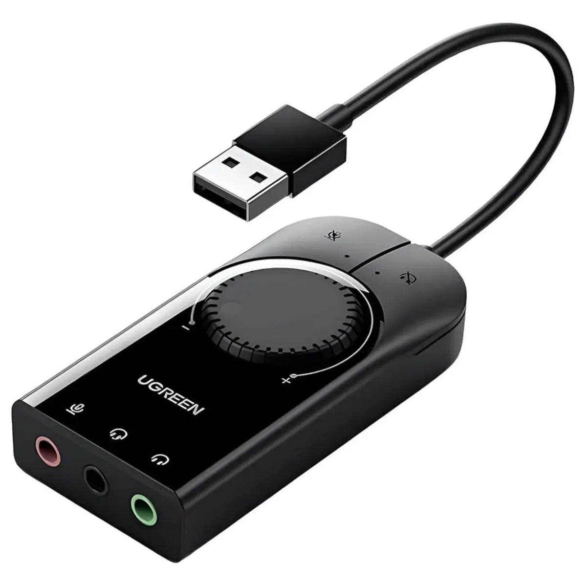 Ugreen USB External Stereo Sound Adapter, 3.5mm Headphone Mic, 15cm, Black 40964