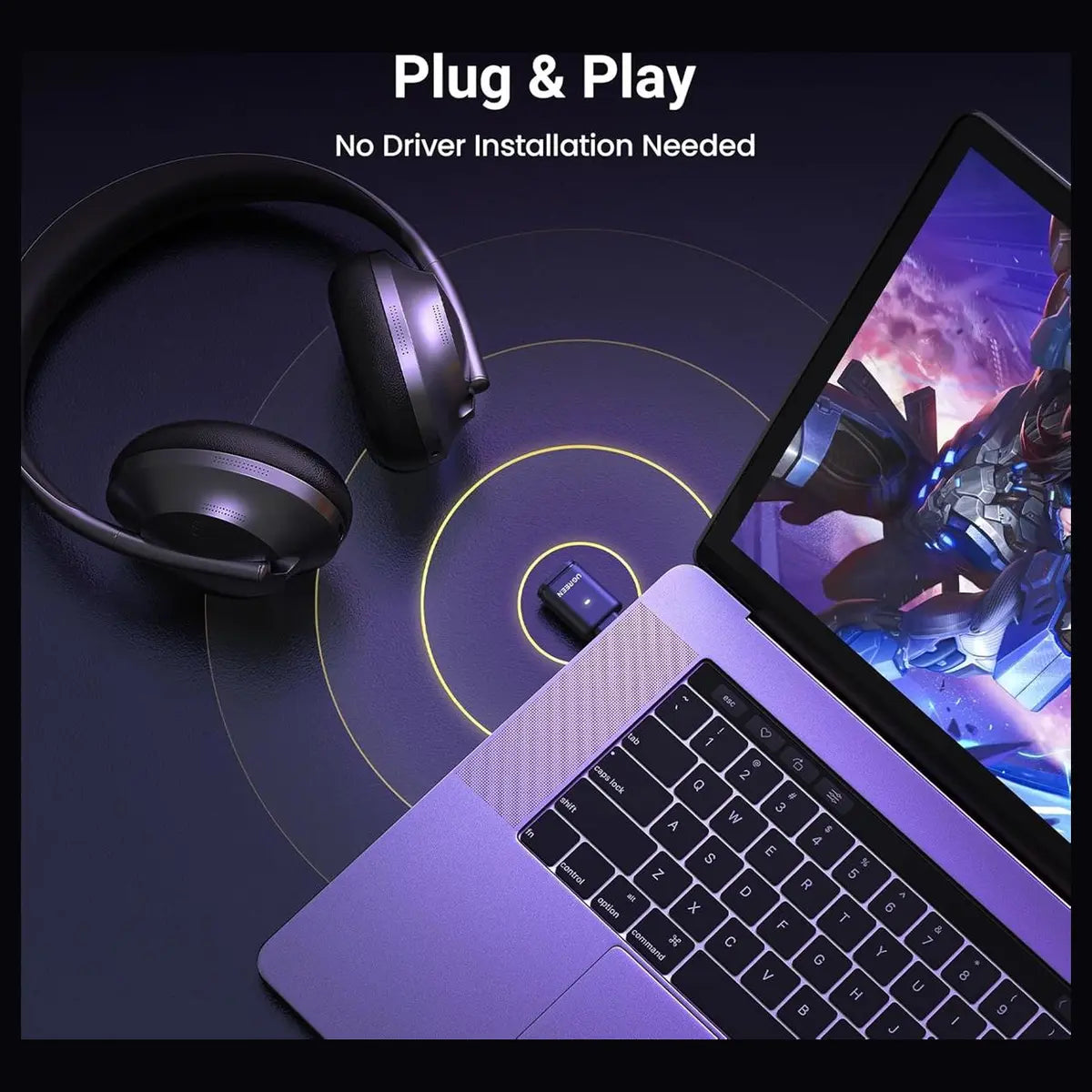 Ugreen USB-C Bluetooth Adapter for PS5, Bluetooth 5.3, AptX Low Latency AptX-Adaptive