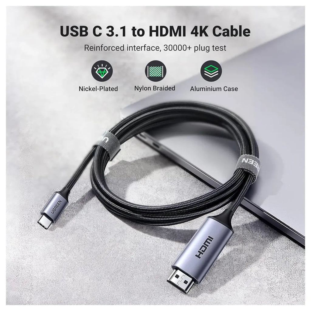 Ugreen USB-C to HDMI Cable, 4K At 60Hz, Thunderbolt 4/3 To HDMI, 1.5m, Gray Black