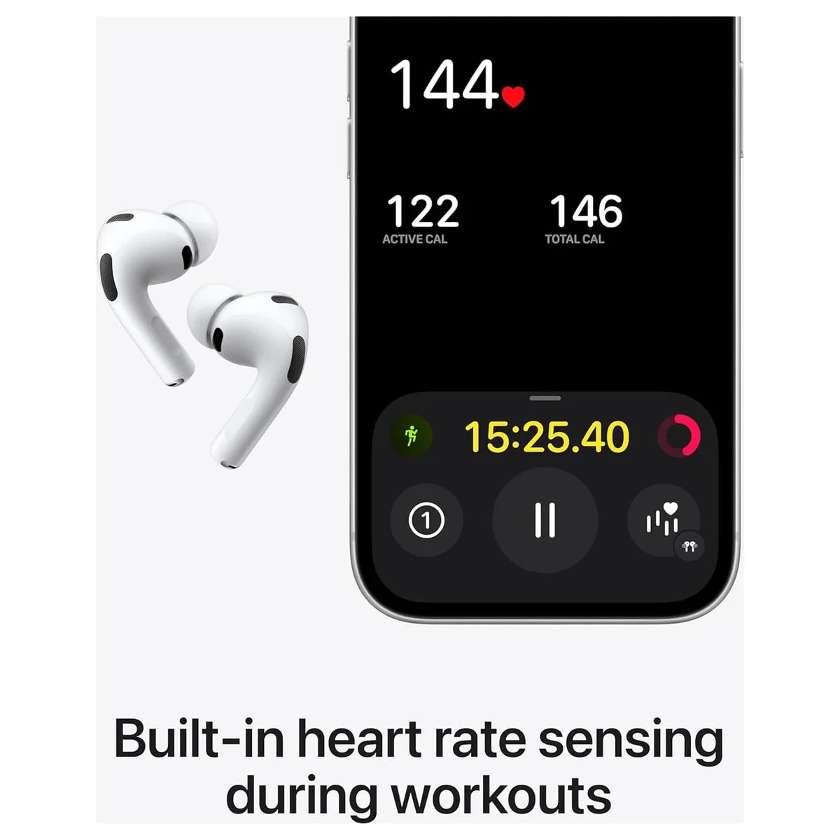 Apple AirPods Pro 3 Wireless Earbuds, Active Noise Cancellation, Live Translation, Heart Rate Sensing, Spatial Audio, USB-C Charging, White