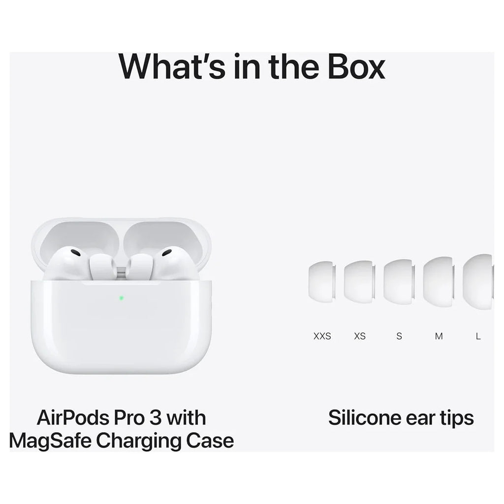 Apple AirPods Pro 3 Wireless Earbuds, Active Noise Cancellation, Live Translation, Heart Rate Sensing, Spatial Audio, USB-C Charging, White