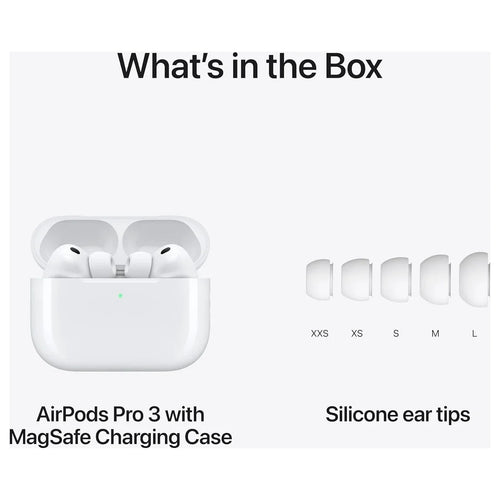 Apple AirPods Pro 3 Wireless Earbuds, Active Noise Cancellation, Live Translation, Heart Rate Sensing, Spatial Audio, USB-C Charging, White