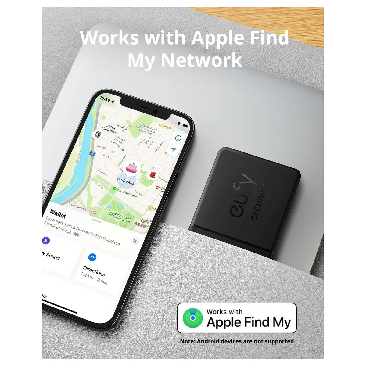 Eufy Security SmartTrack Card E30 Wallet Tracker, Works With Apple Find My, Up To 3-Year Battery Life, Water Resistant, Black 1-Pack