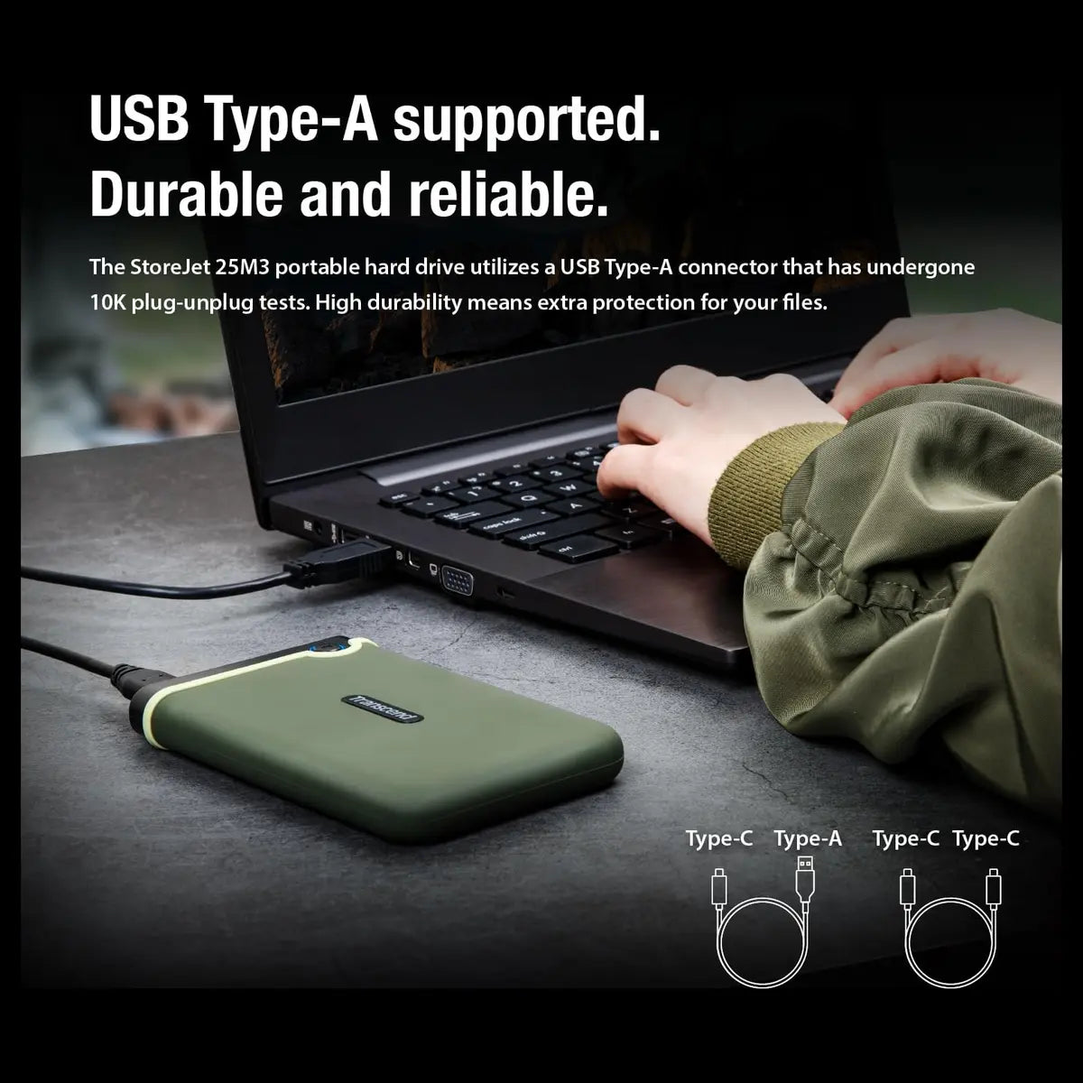 Transcend StoreJet 2TB Rugged External Hard Drive Micro-USB 3.2 Gen 1, TS2TSJ25M3S