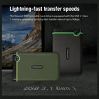 Transcend StoreJet 2TB Rugged External Hard Drive Micro-USB 3.2 Gen 1, TS2TSJ25M3S