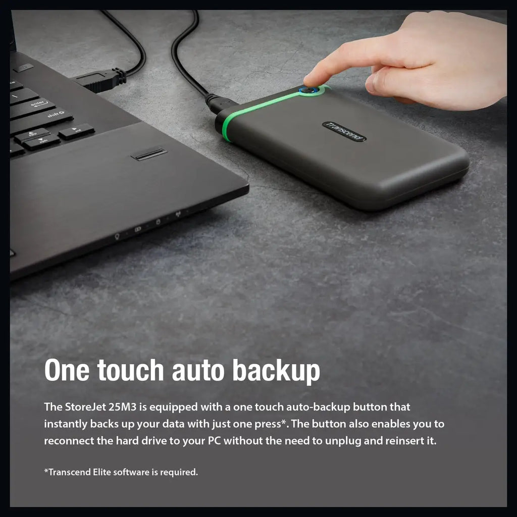 Transcend StoreJet 2TB Rugged External Hard Drive Micro-USB 3.2 Gen 1, TS2TSJ25M3S