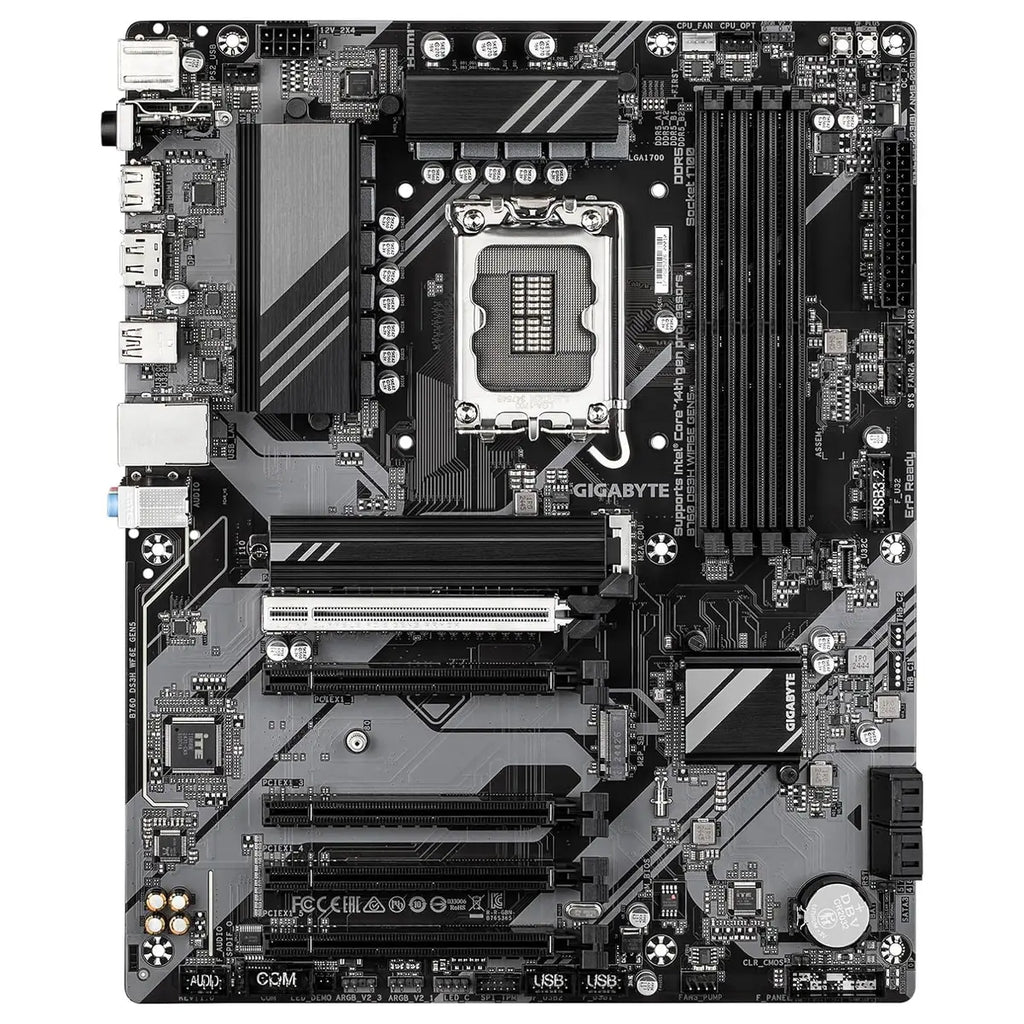 Gigabyte B760M DS3H WIFI6E GEN5 Motherboard LGA 1700 Micro ATX, DDR5, M.2, PCIe 5.0, WiFi 6E, 2.5GbE, Rev 1.0