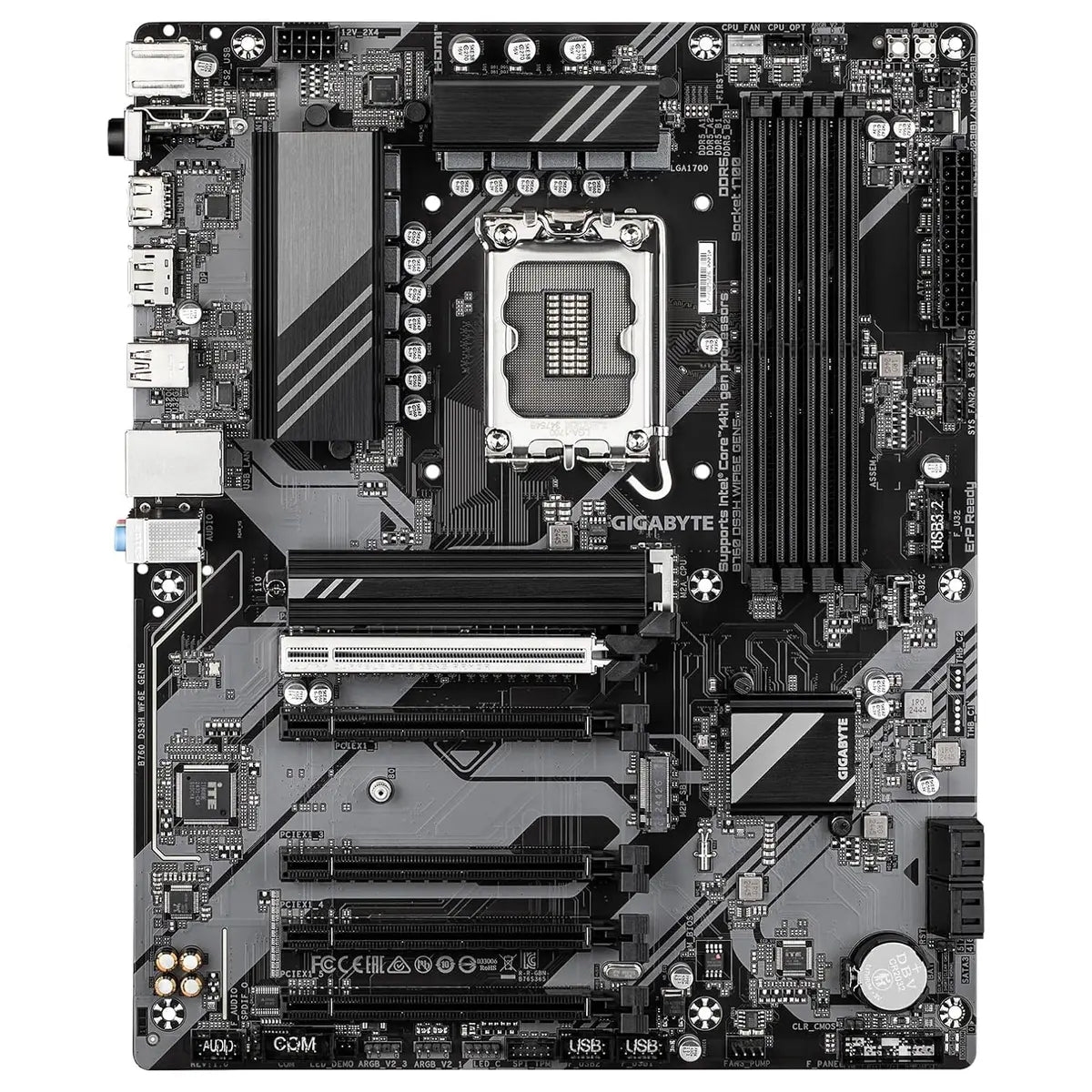 Gigabyte B760M DS3H WIFI6E GEN5 Motherboard LGA 1700 Micro ATX, DDR5, M.2, PCIe 5.0, WiFi 6E, 2.5GbE, Rev 1.0