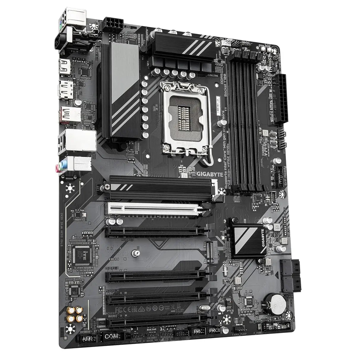 Gigabyte B760M DS3H WIFI6E GEN5 Motherboard LGA 1700 Micro ATX, DDR5, M.2, PCIe 5.0, WiFi 6E, 2.5GbE, Rev 1.0