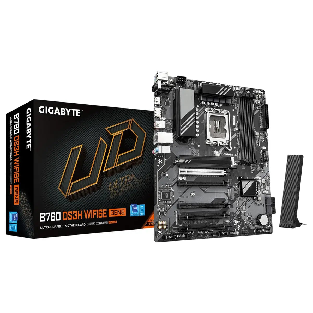 Gigabyte B760M DS3H WIFI6E GEN5 Motherboard LGA 1700 Micro ATX, DDR5, M.2, PCIe 5.0, WiFi 6E, 2.5GbE, Rev 1.0