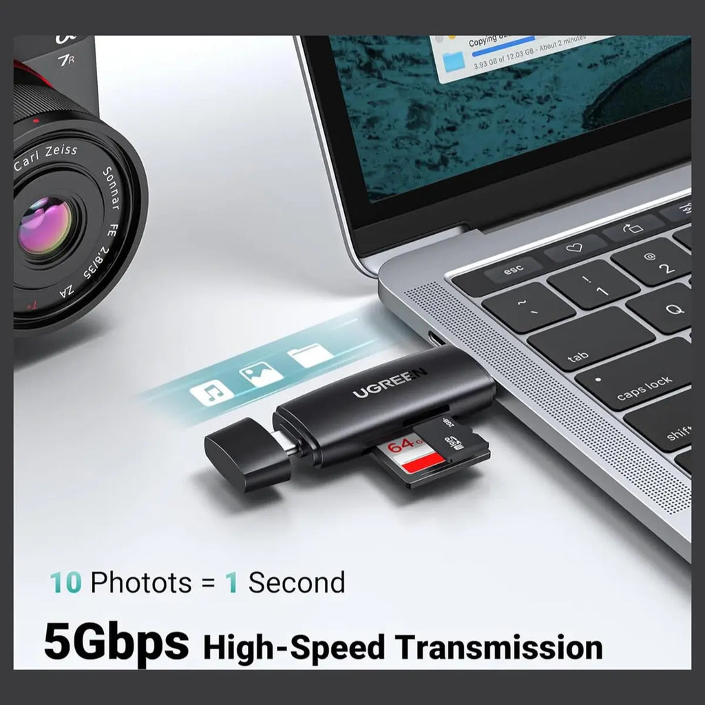 Ugreen SD Card Reader USB 3.0 USB-C Memory Card Reader, 5Gbps Data Transfer Speed, 80191