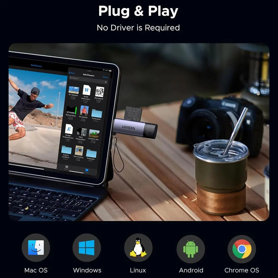 Ugreen 2-in-1 SD Card Reader USB-C USB 3.0, Model 50706