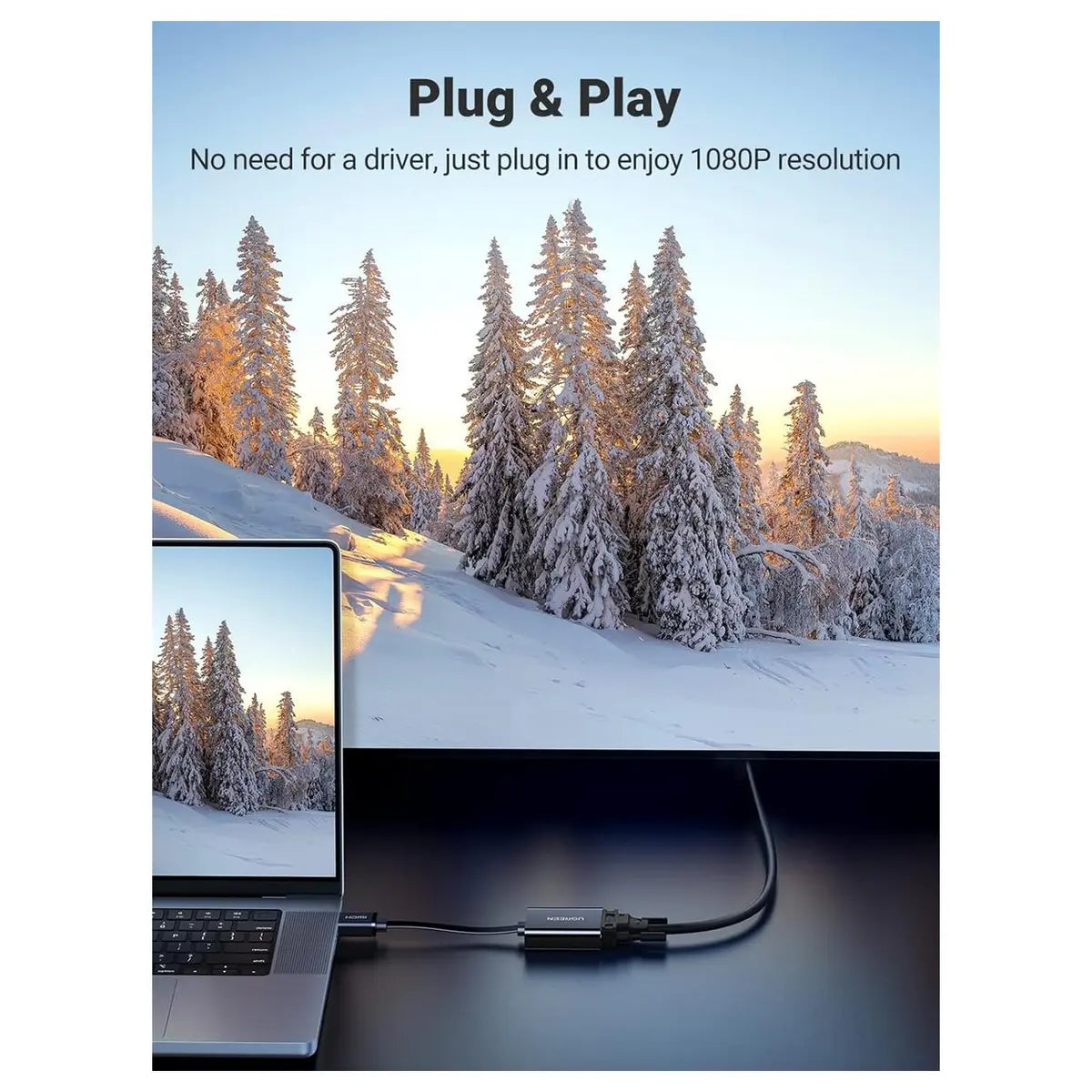 Ugreen Active HDMI To VGA Adapter With 3.5mm Audio Jack HDMI Male To VGA Female Up To 1080P 60Hz Black 40248