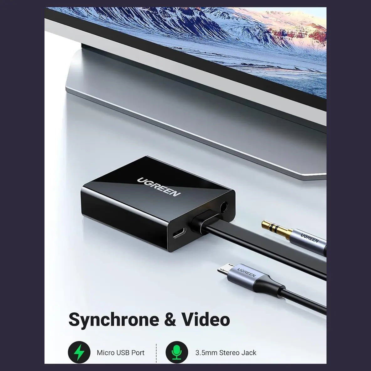 Ugreen Active HDMI To VGA Adapter With 3.5mm Audio Jack HDMI Male To VGA Female Up To 1080P 60Hz Black 40248