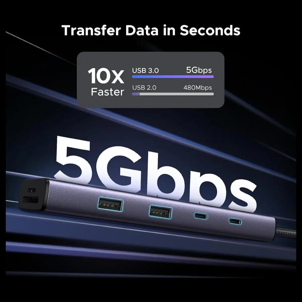 Ugreen Revodok 9-in-1 USB-C Hub Gigabit Ethernet Adapter, 4K@60Hz HDMI, 100W PD Charging, 5Gbps Data Transfer Speed, SD/TF Card Reader, 2 USB-C and 2 USB-A 3.0, 15375