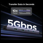 Ugreen Revodok 9-in-1 USB-C Hub Gigabit Ethernet Adapter, 4K@60Hz HDMI, 100W PD Charging, 5Gbps Data Transfer Speed, SD/TF Card Reader, 2 USB-C and 2 USB-A 3.0, 15375