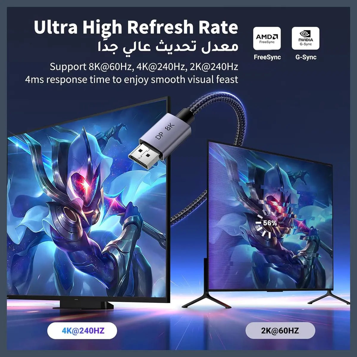 Ugreen 8K DP to DP Cable DisplayPort Cable 8K@60Hz 4K@240Hz 2K@240Hz 2K@165Hz 3m 25906