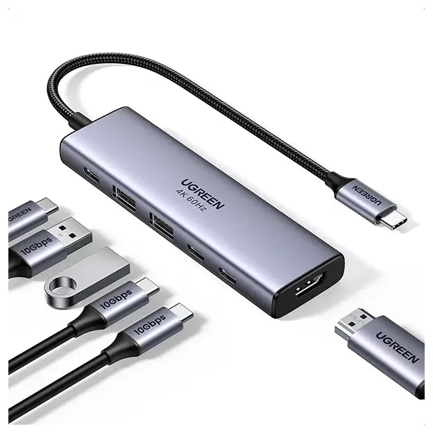 Ugreen 6-in-1 USB-C Multifunctional Hub USB-C To HDMI Adapter, 10Gbps, HDMI 2.0 4K 2K 60Hz, Gray 35999