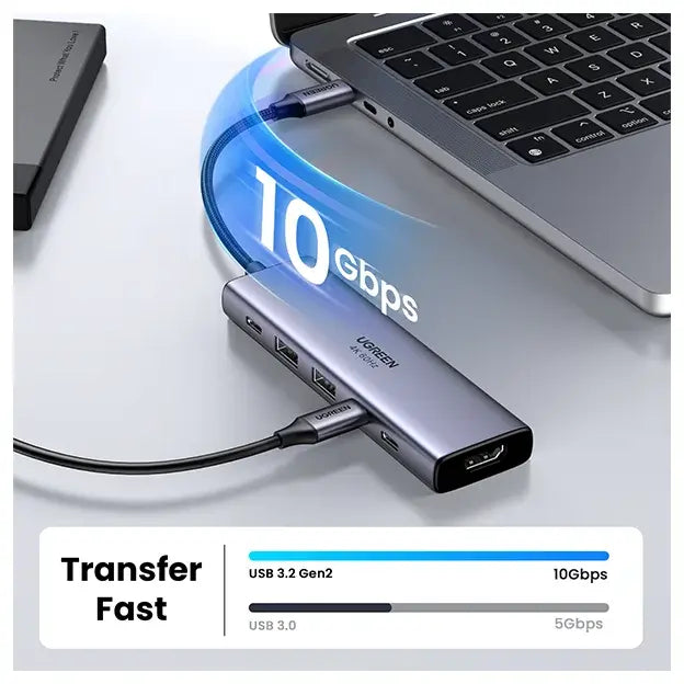 Ugreen 6-in-1 USB-C Multifunctional Hub USB-C To HDMI Adapter, 10Gbps, HDMI 2.0 4K 2K 60Hz, Gray 35999