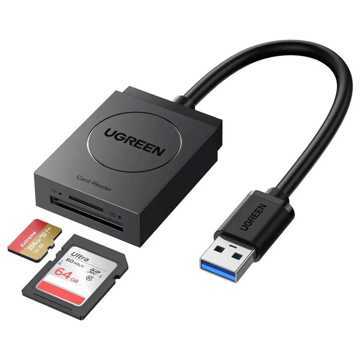 Ugreen SD Card Reader 2-in-1 Card Reader, USB 3.0 Dual Slot, Up To 5Gbps, UHS-I, 2TB, 20250
