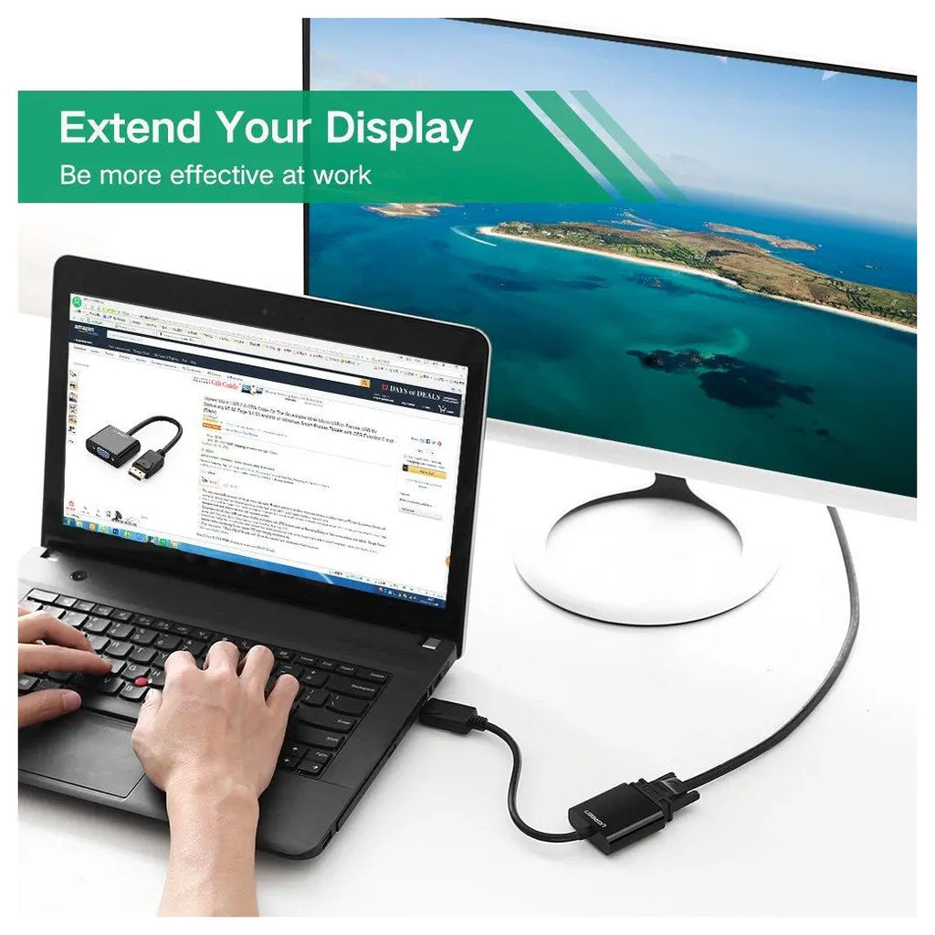 Ugreen DisplayPort DP Male to VGA Female Converter Adapter, 1080p, Plug and Play, 20415
