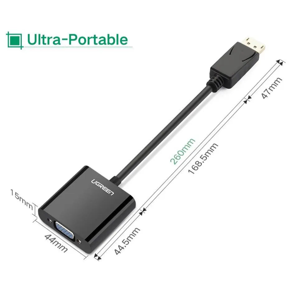 Ugreen DisplayPort DP Male to VGA Female Converter Adapter, 1080p, Plug and Play, 20415