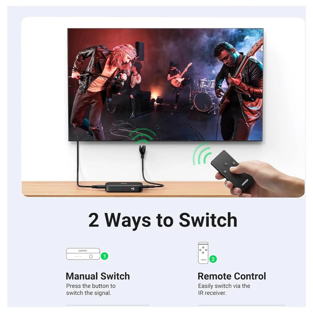 Ugreen HDMI Switch 3 In 1 Out, 4K 30Hz, With Remote