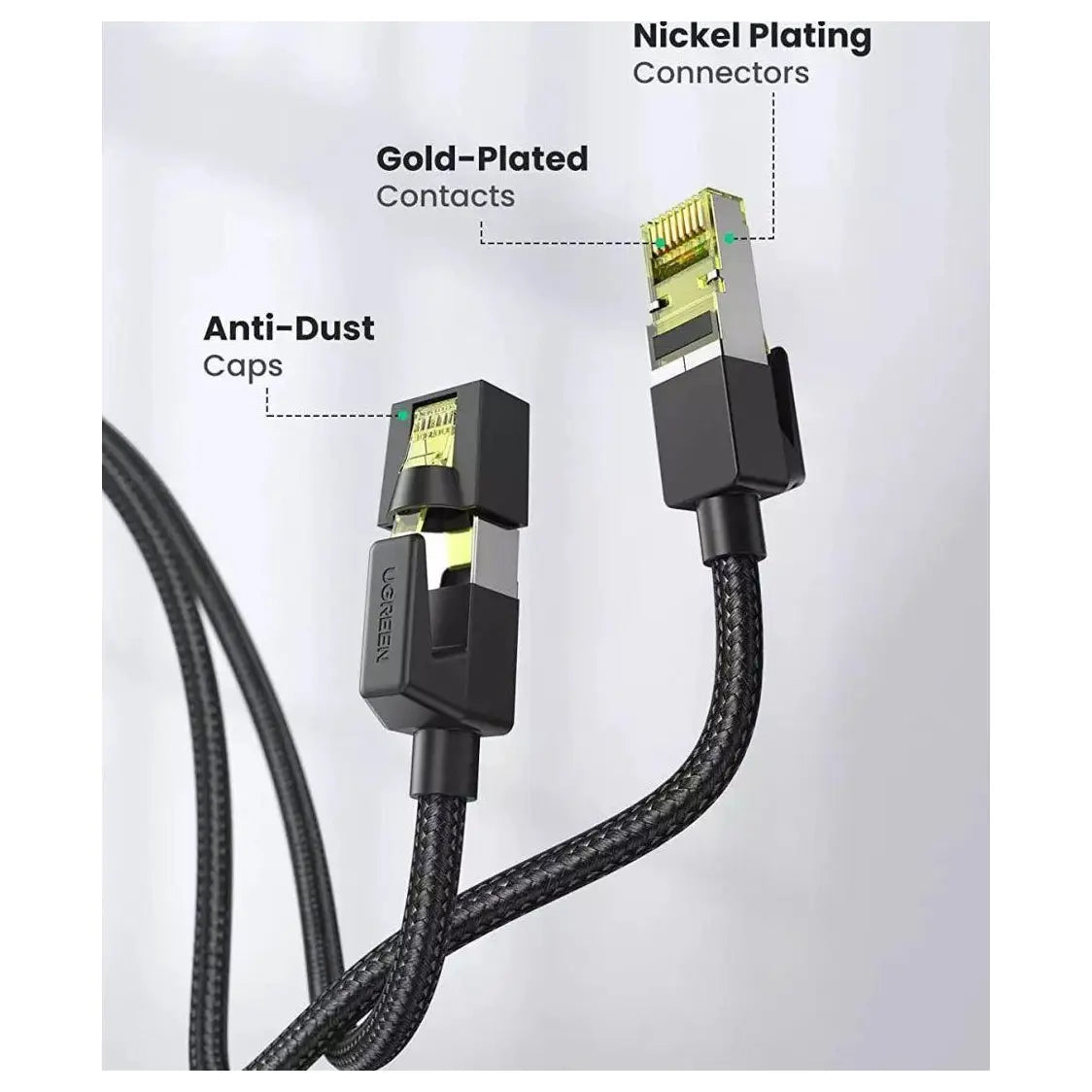 Ugreen CAT 7 Round Ethernet Cable 5m, 10Gbps 600MHz, Shielded Braided, RJ45, 80425