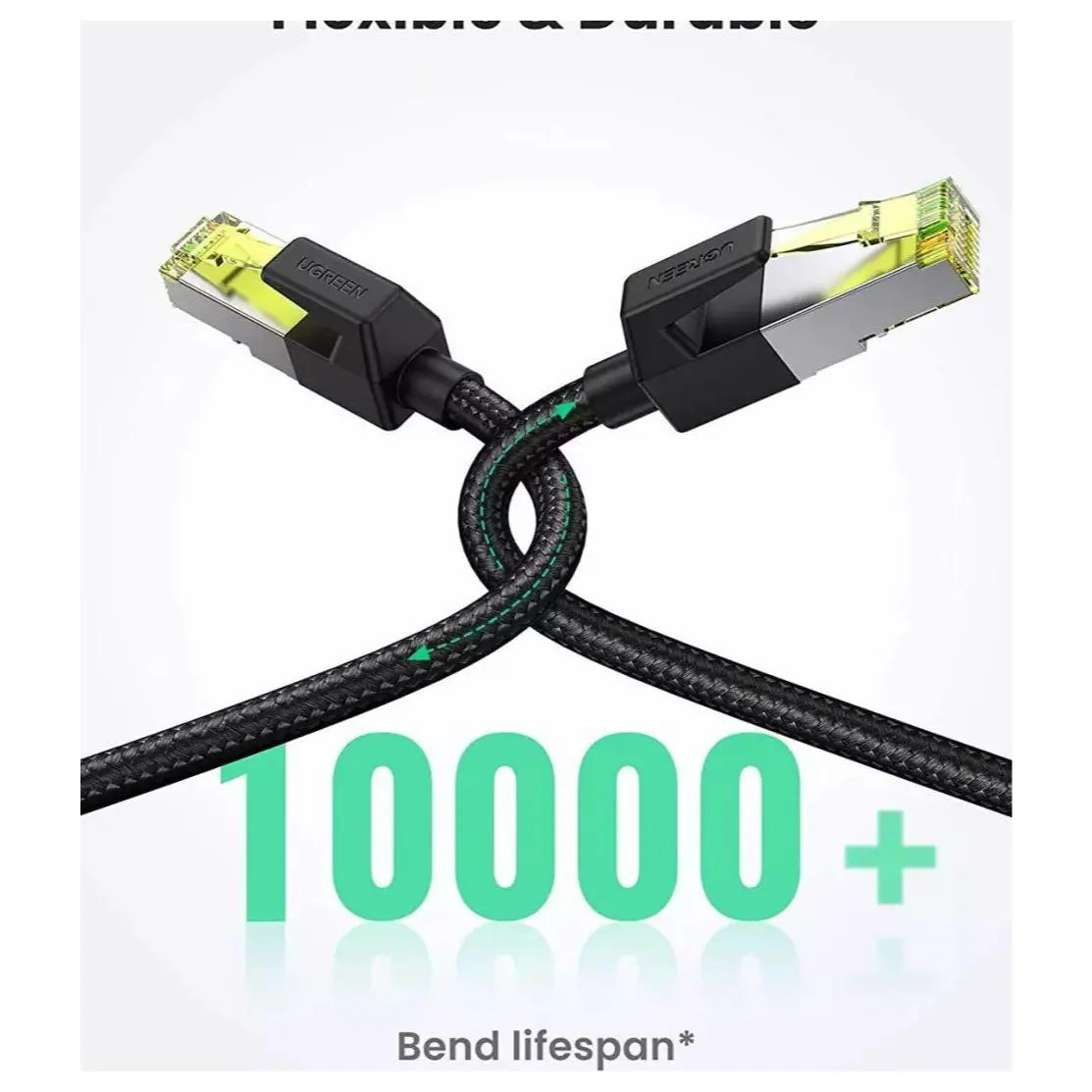 Ugreen CAT 7 Round Ethernet Cable 5m, 10Gbps 600MHz, Shielded Braided, RJ45, 80425