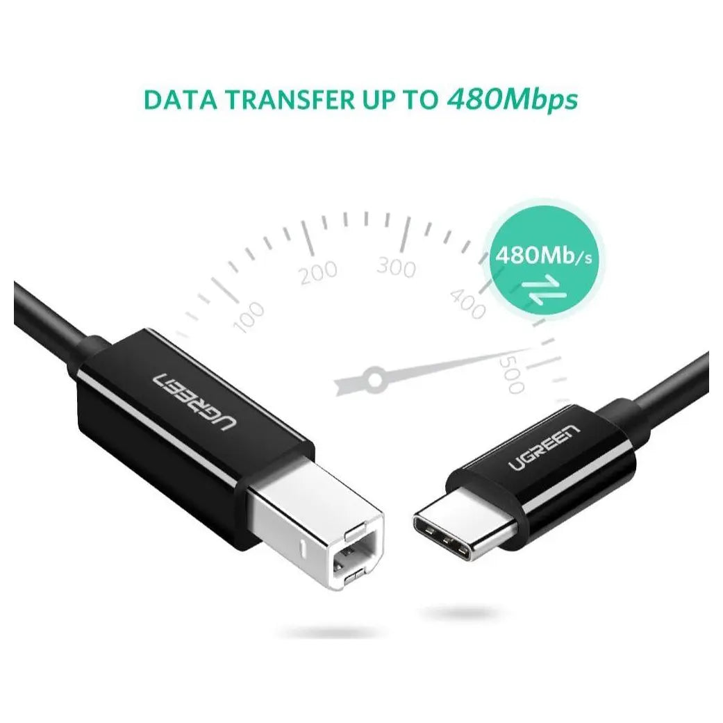 Ugreen USB-C Printer Cable 2M USB Type C to USB 2.0 Type B, 480Mbps, Black 50446
