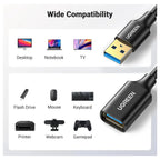 Ugreen USB 3.0 Extension Cable USB Extender Male to Female, 50Gbps, 3m, Black 30127