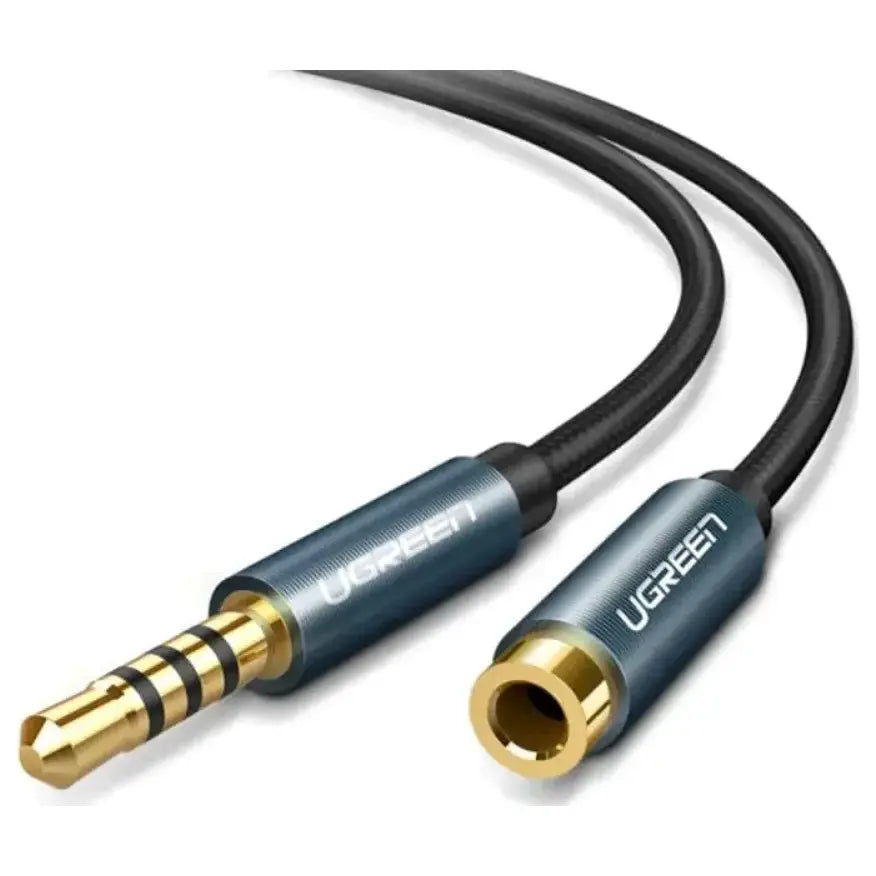 UGREEN 3.5mm Male to 3.5mm Female Extension Cable 2m 4 Poles Mic Supported Gold Plated Connectors Black 40675