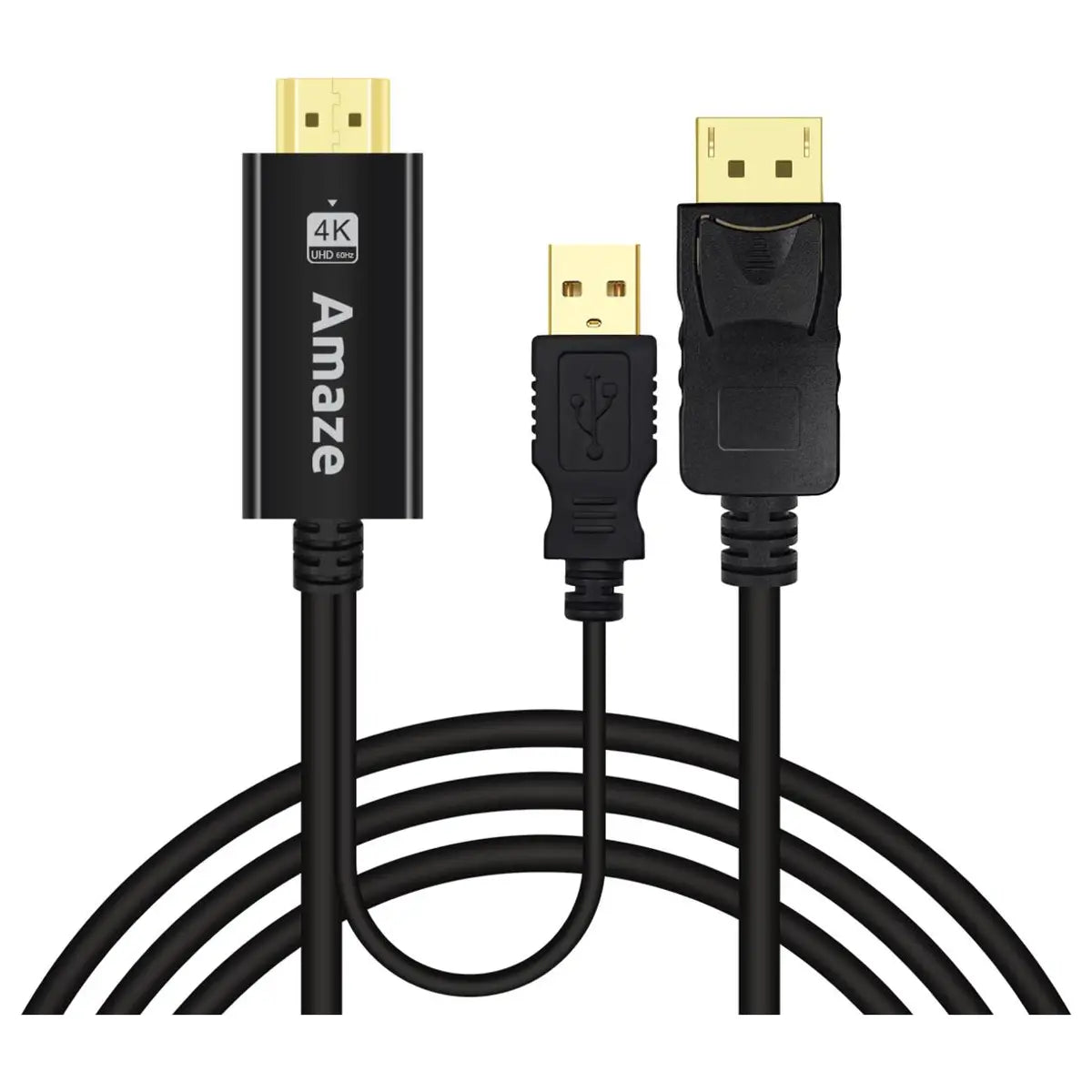 Amaze A820 HDMI to DP Cable HDMI Male to DisplayPort Male USB Power 4K@60Hz 2m Black
